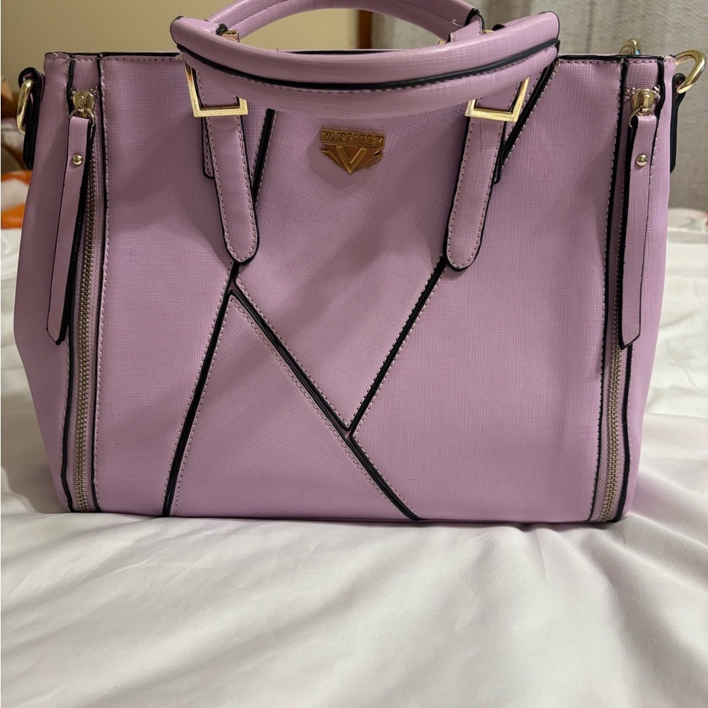 👜 Vangoddy Lavender Structured Satchel Handbag Gold Hardware
